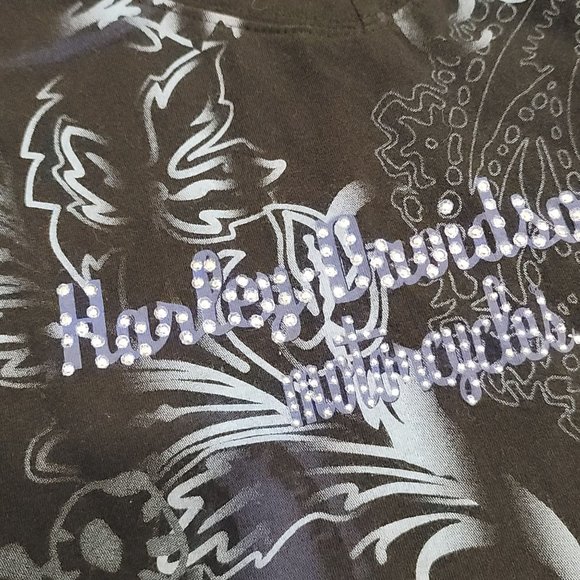 Harley Davidson motorcycles black studded tank top size medium - Picture 3 of 4